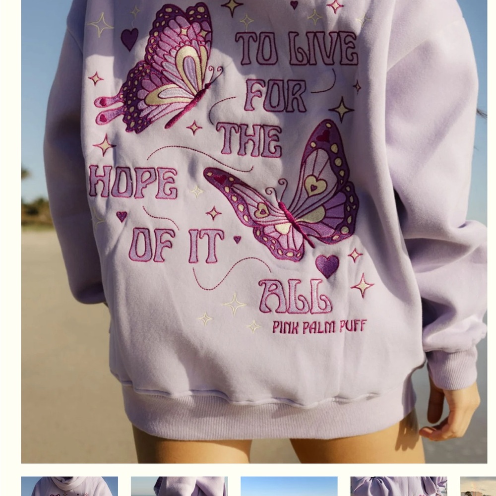 Pink Palm Puff Sweatshirt
